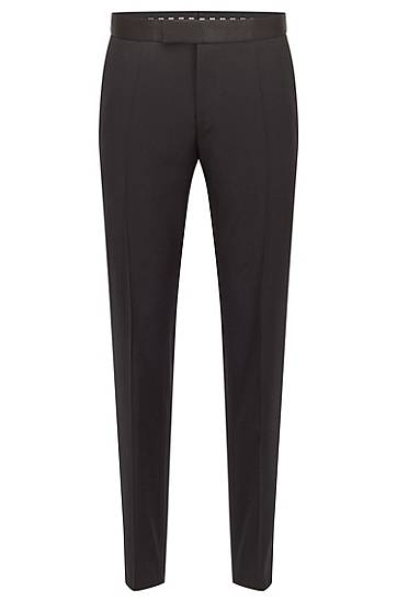 Штани BOSS Slim-Fit Tuxedo Trousers in Virgin-Wool Serge чорний | 50469186