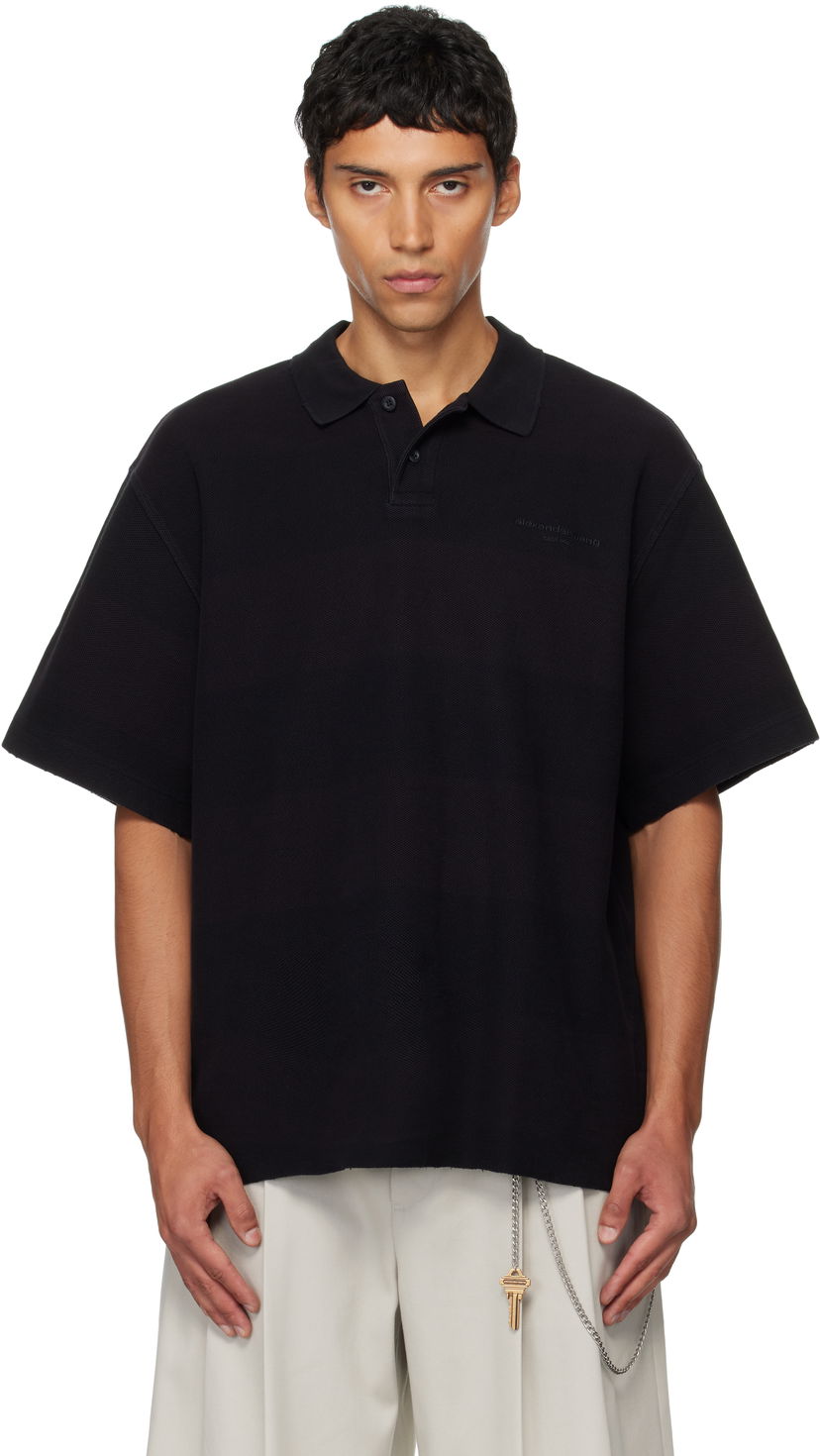 Сорочка поло Alexander Wang Alexander Wang Rib Short Sleeve Polo чорний | 6CC3251094