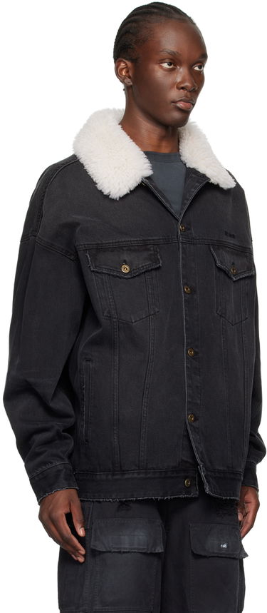 Куртка We11done Oversized Denim Jacket with Fur Collar чорний | WD-DJ2-24-363-U-BK, 1