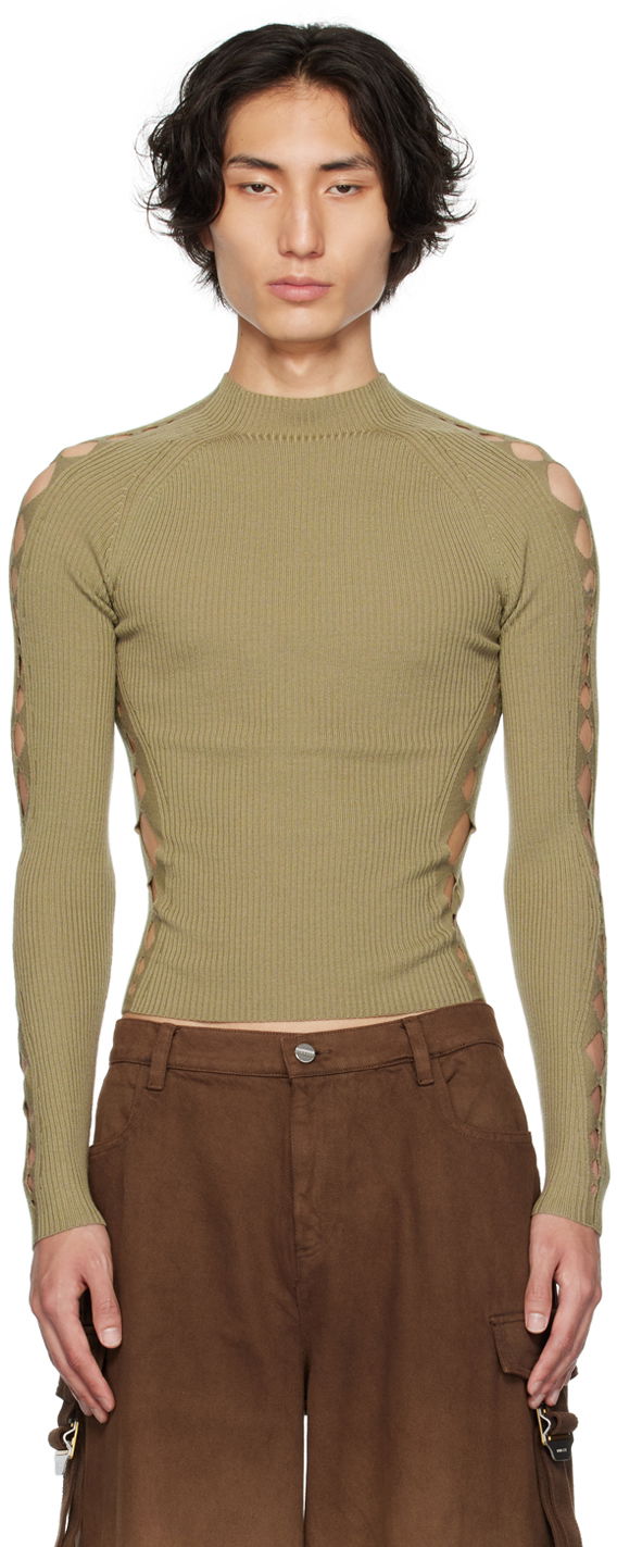 Футболка Dion Lee Cutout Detail Knit Top Зелений | A7725P23