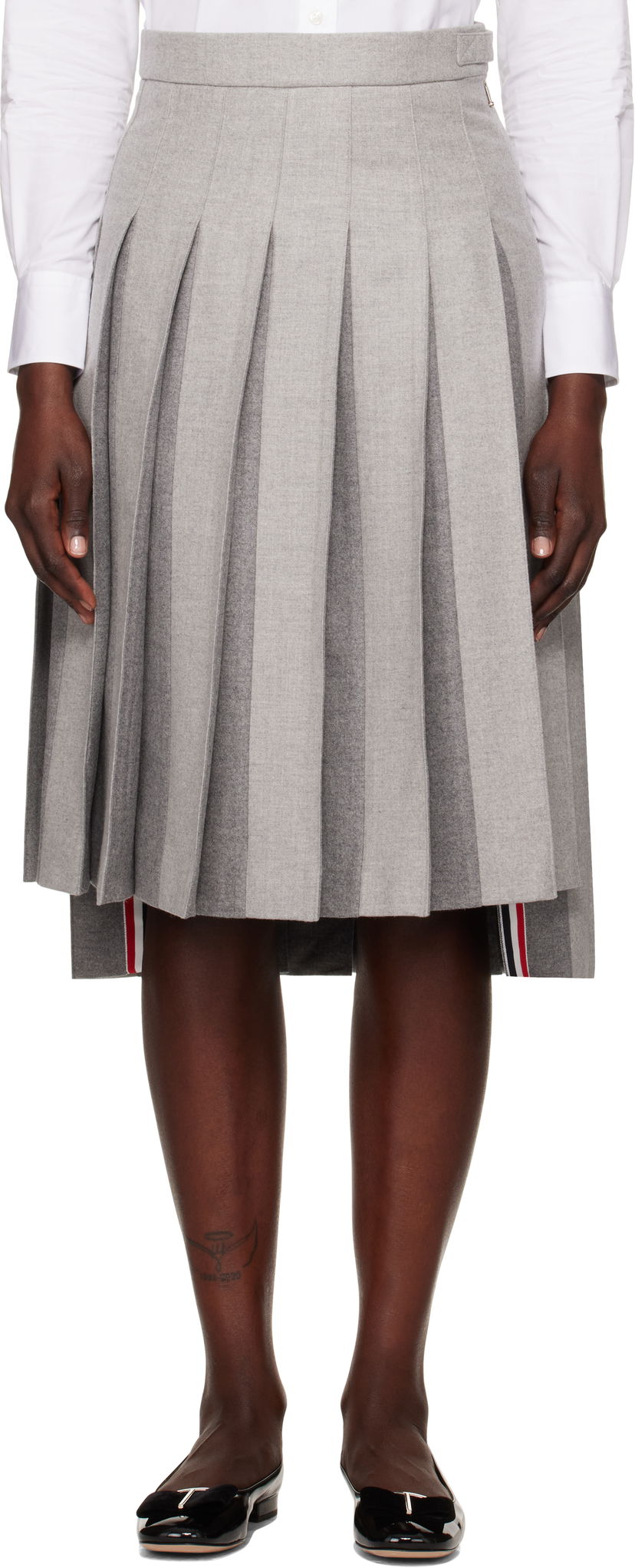Спідниця Thom Browne Wool Flannel Pleated Midi Skirt Сірий | FGC441A-F0580