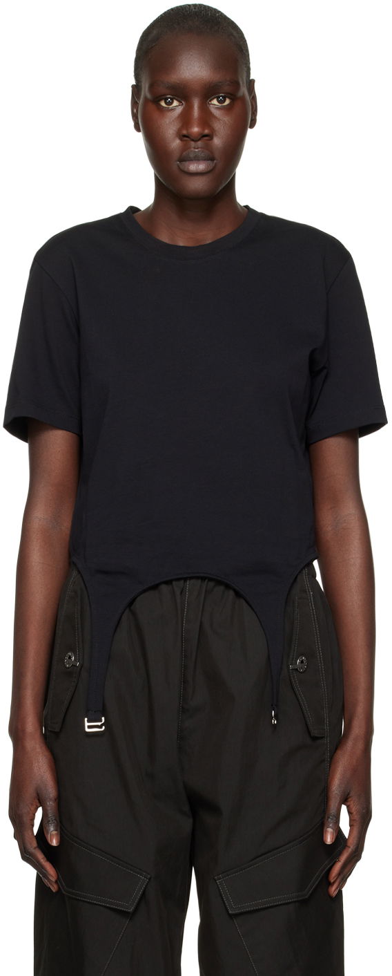 Кроп-топи Dion Lee Garter Slim T-Shirt чорний | C3098R23