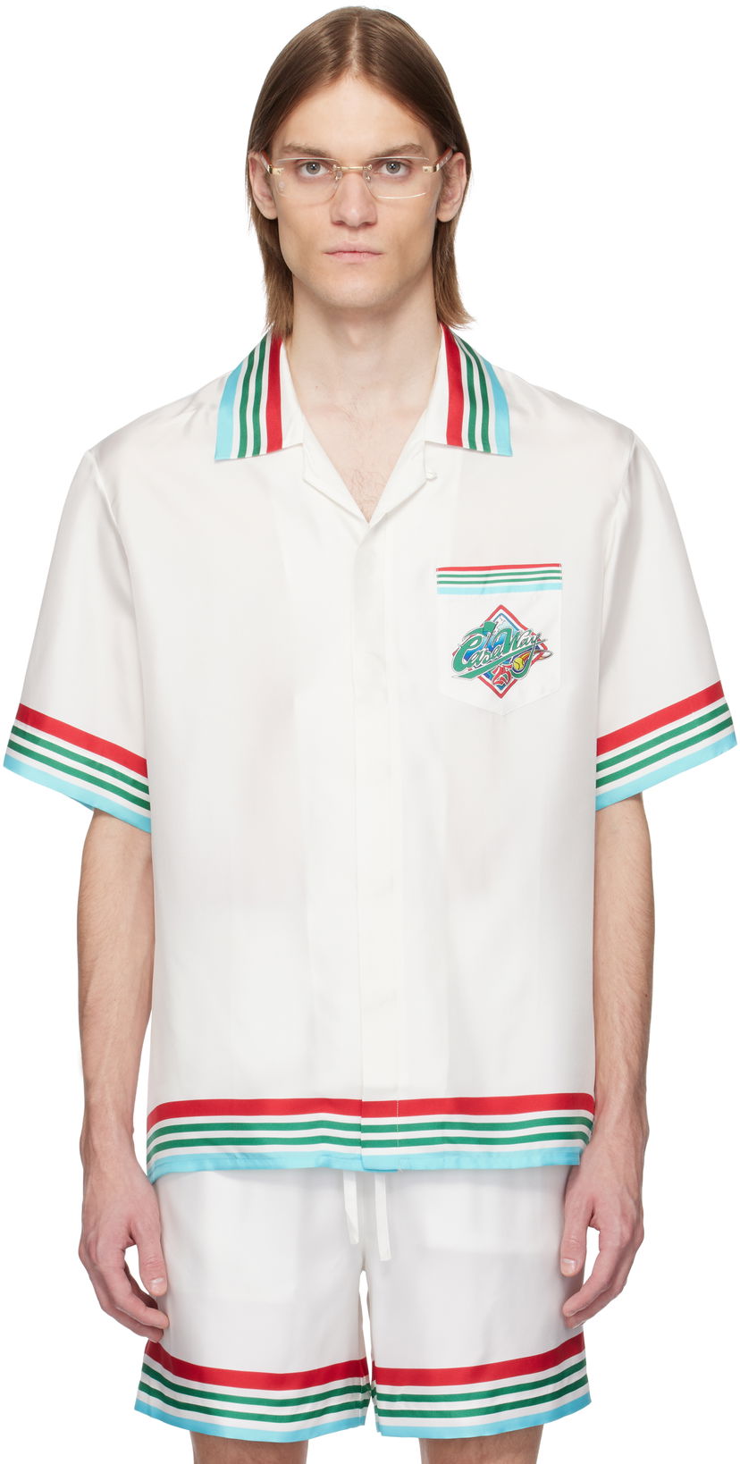 Сорочка Casablanca Casablanca 'Casa Way' Silk Resort Shirt білий | U-MS25-SH-003-06