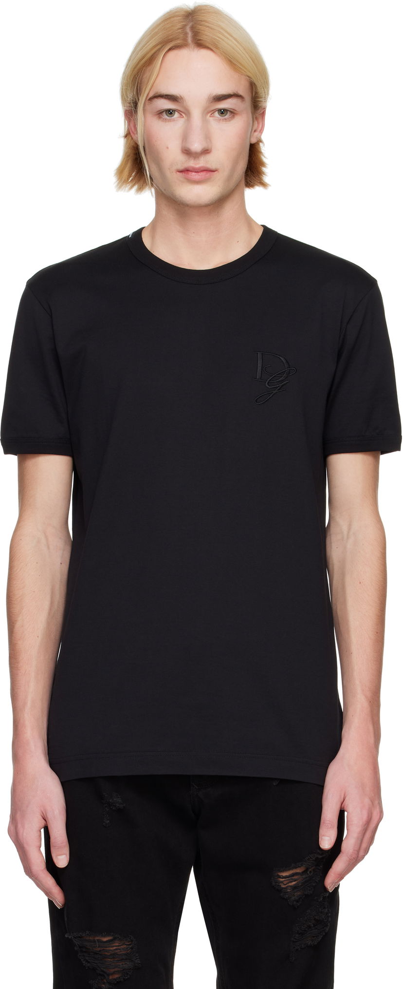 Футболка Dolce & Gabbana Dolce&Gabbana Jersey Round Neck T-Shirt чорний | G8RN8ZG7N4Q