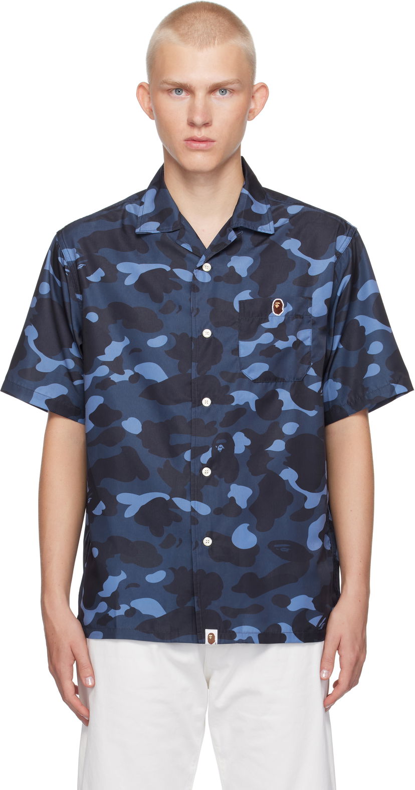 Сорочка BAPE Ape Head One Point Shirt Camo темно-синій | 001SRK301001M