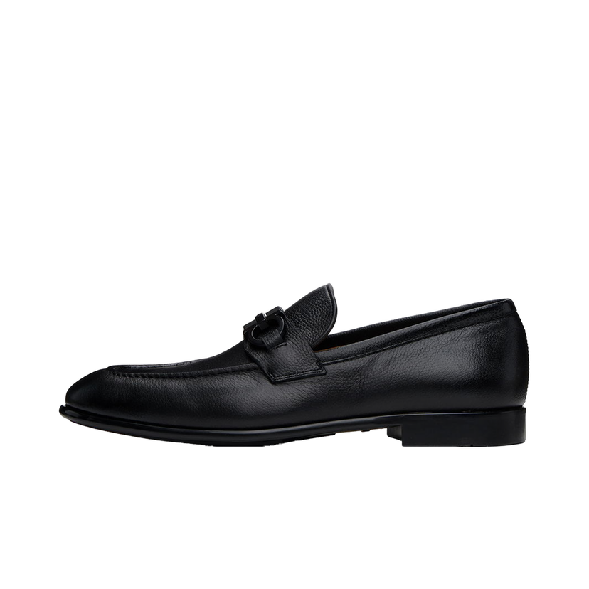 Кросівки та взуття FERRAGAMO Leather Loafers With Gancini Ornament чорний | 768931
