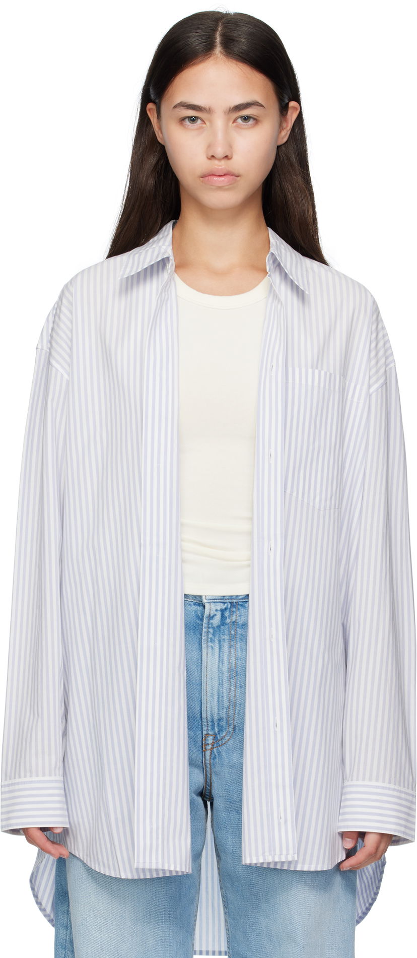 Сорочка Acne Studios Acne Studios Striped Oversized Button-Up Shirt Синій | CB0117-