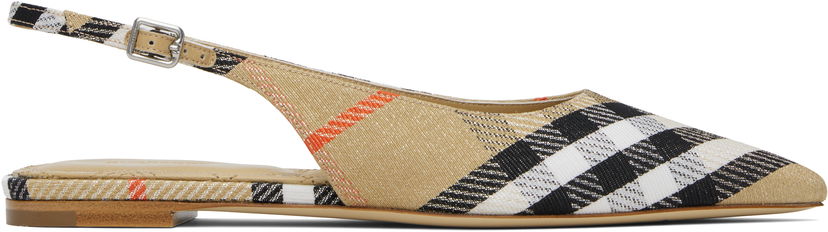 Аксесуари Burberry Burberry Birdie Check Slingback Flats бежевий | 8106155