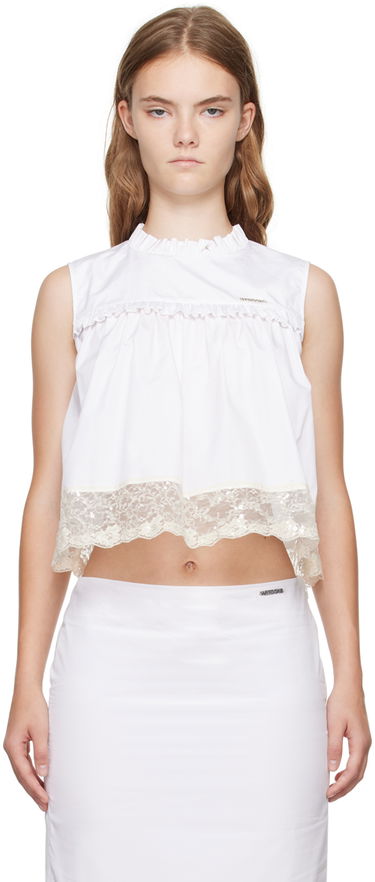 Безрукавка We11done Lace Trim Blouse білий | WD-BL2-24-140-W-WH, 0