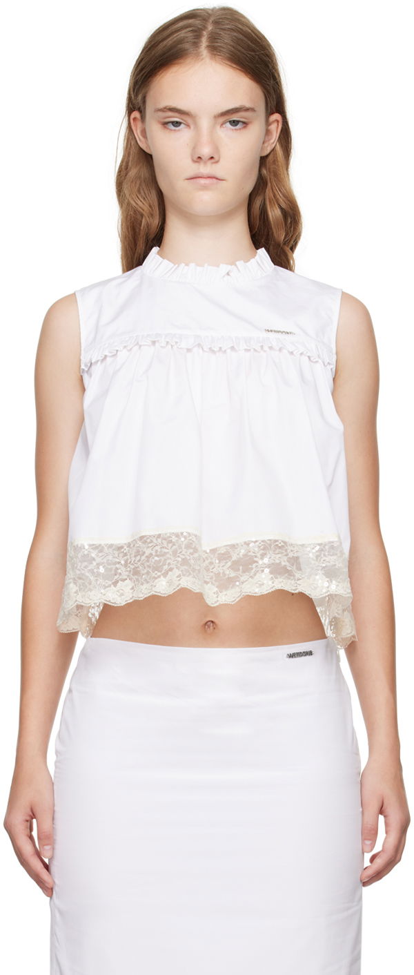 Безрукавка We11done Lace Trim Blouse білий | WD-BL2-24-140-W-WH