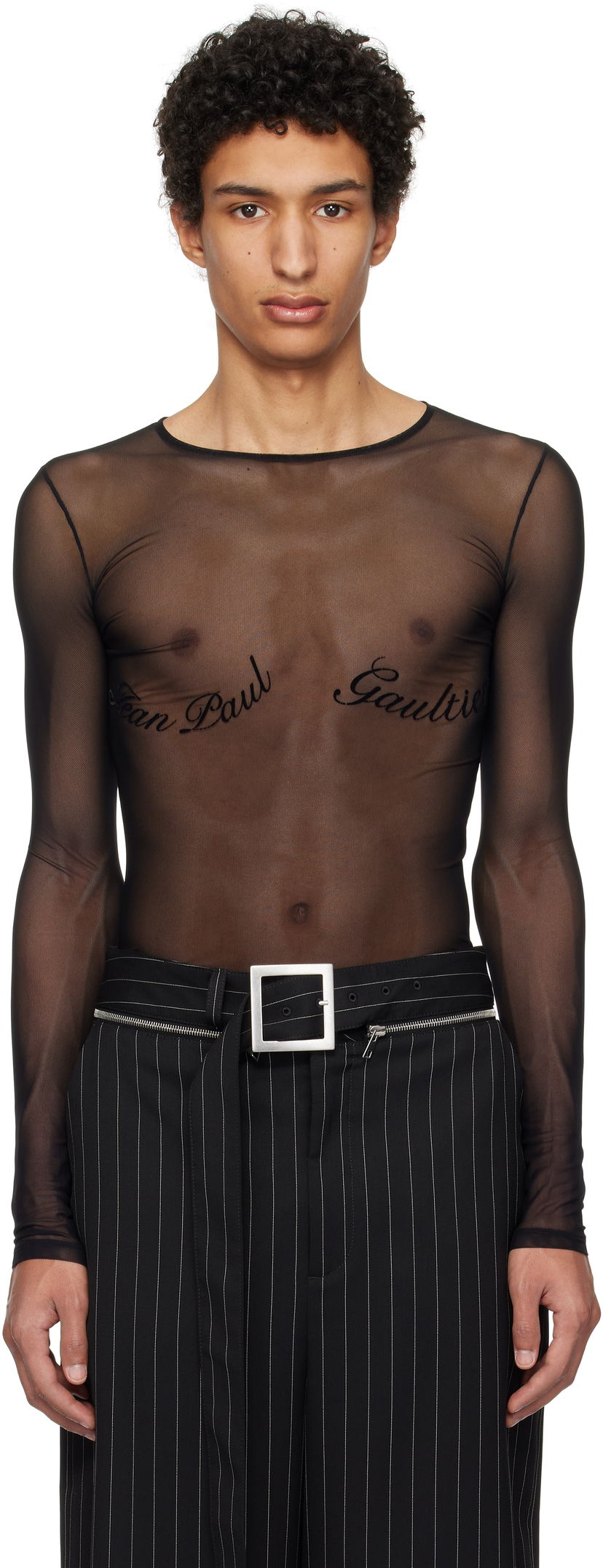 Боді Jean Paul Gaultier Jean Paul Gaultier Signature Mesh Long Sleeve T-Shirt чорний | 25/33-F-TO263I-T005-00
