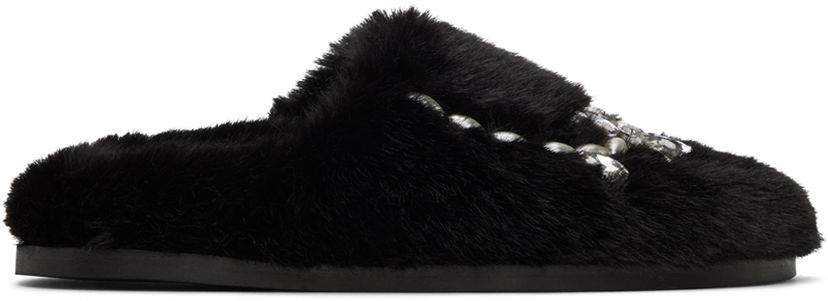 Одяг Simone Rocha Simone Rocha Embellished Furry Slippers чорний | SLD44B-W 0402