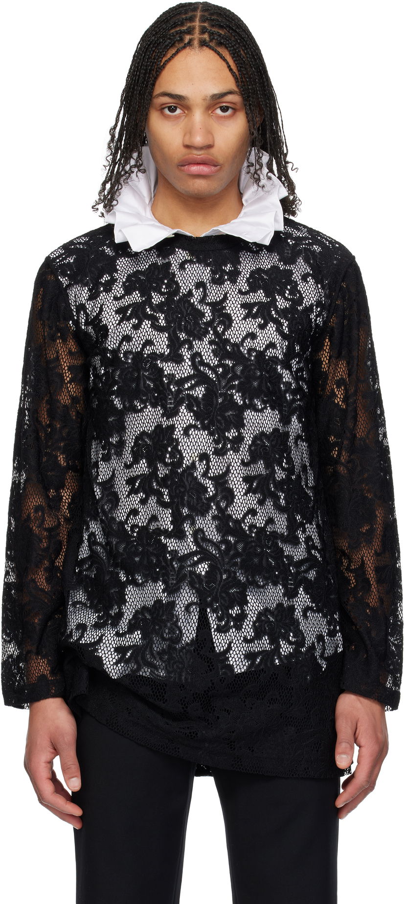 Сорочка Comme des Garçons Comme des Garçons Homme Plus Raschel Lace T-Shirt чорний | PO-T036-051