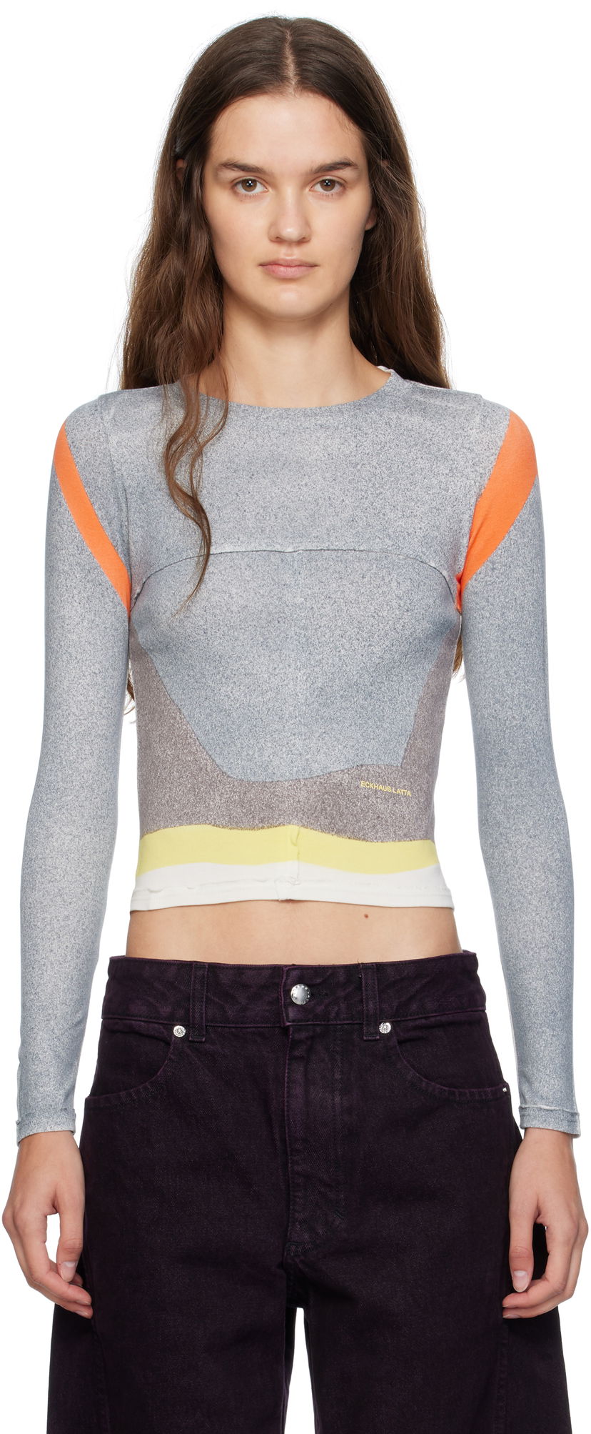 Футболка Eckhaus Latta Eckhaus Latta Lapped Baby Crewneck T-Shirt Сірий | 9100-EL-PF25-V -