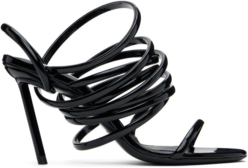 Кросівки та взуття Alaïa ALAÏA Glossy Multistrap Stiletto Heel Sandals чорний | AA3S118TK049
