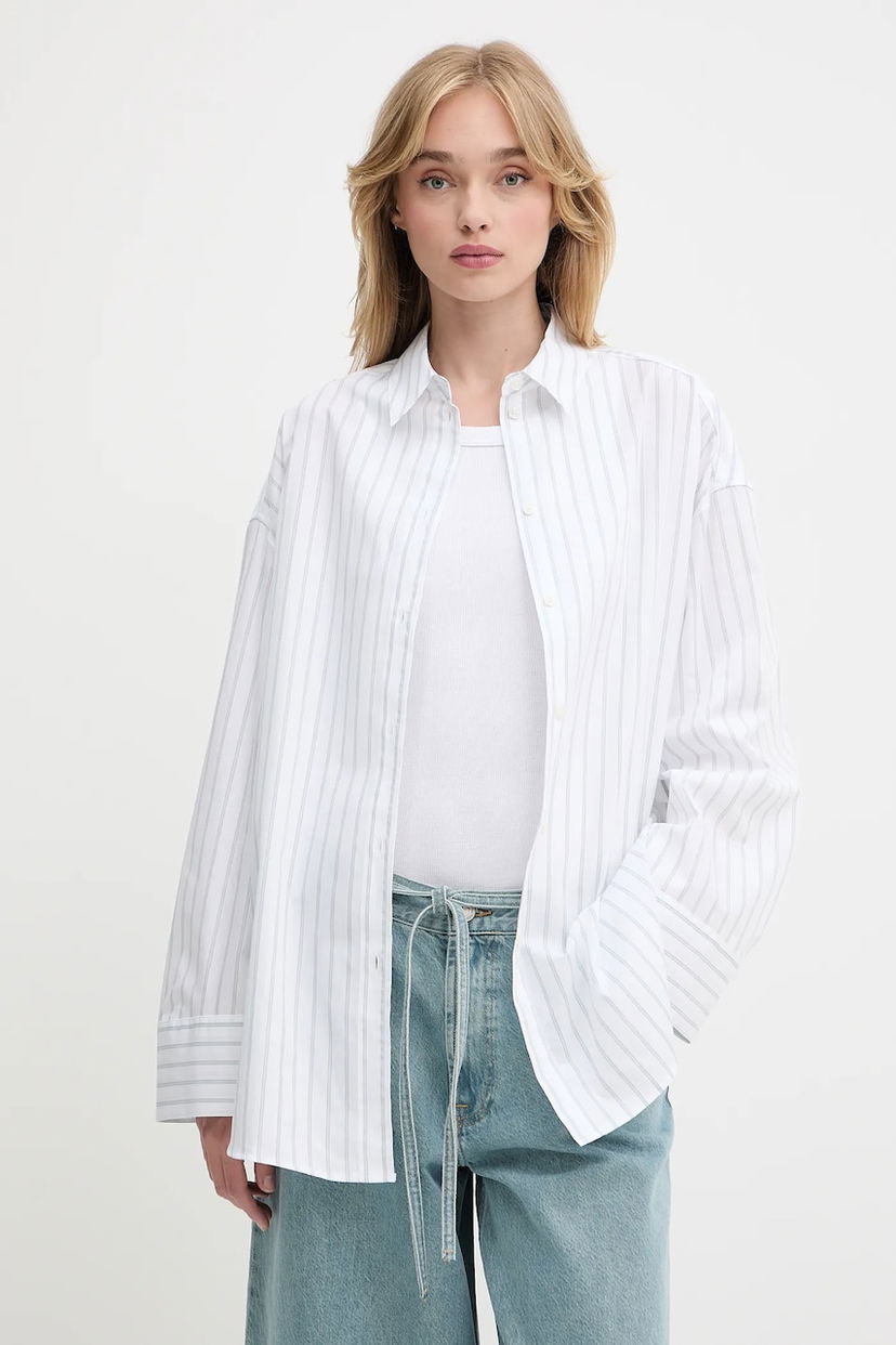 Сорочка Samsoe Samsoe Samsoe Samsoe SAMARIKA Relaxed Fit Striped Button-Down Shirt білий | F25200084