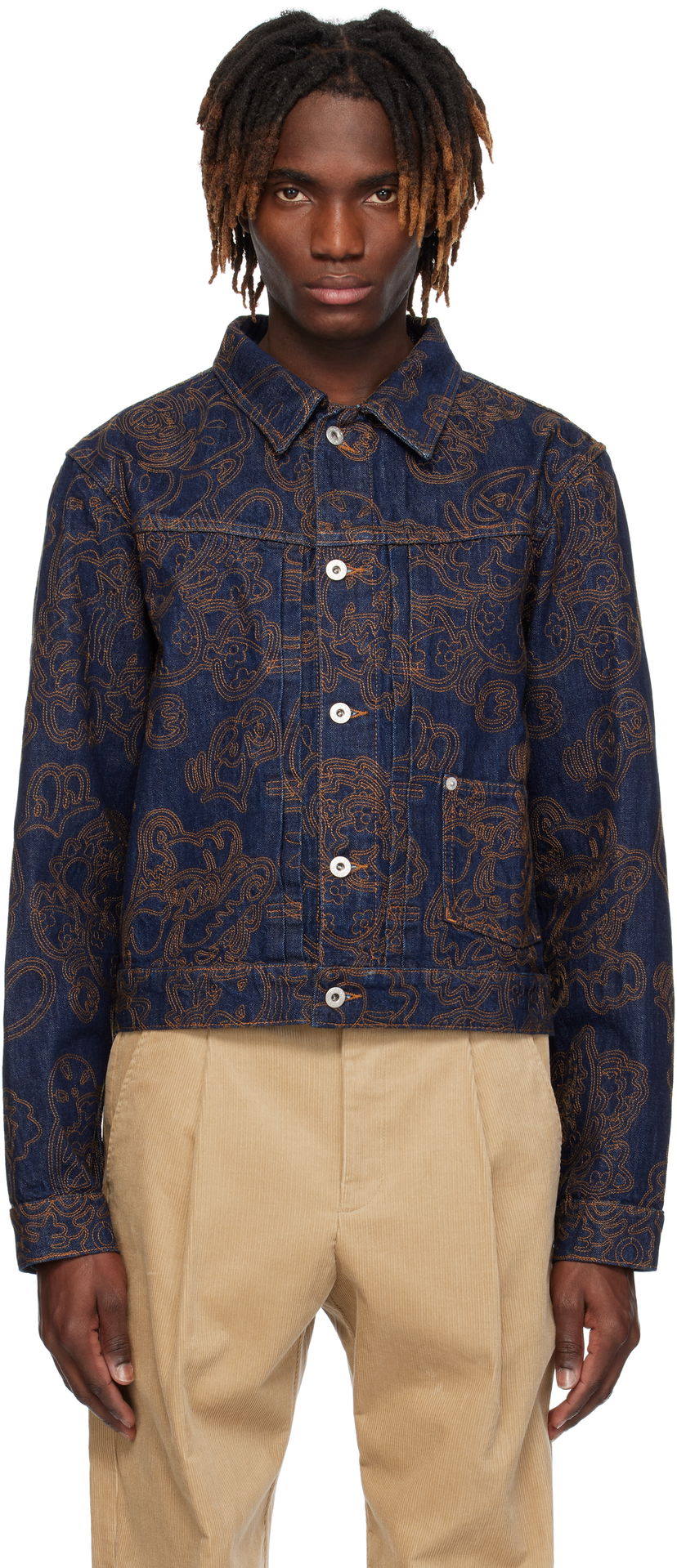 Куртка KENZO Kenzo Paris VERDY Edition Embroidered Denim Trucker Jacket Синій | FF55DV3096V1