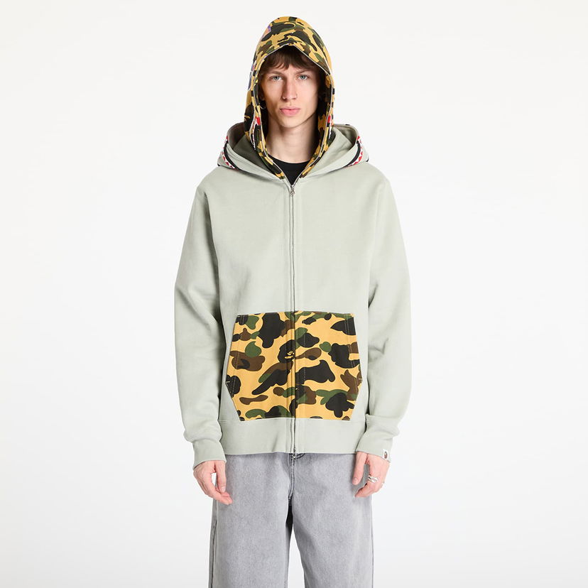 Світшоти BAPE A BATHING APE 1st Camo Shark Full Zip Double Hoodie Зелений | 001ZPL301007MOLD