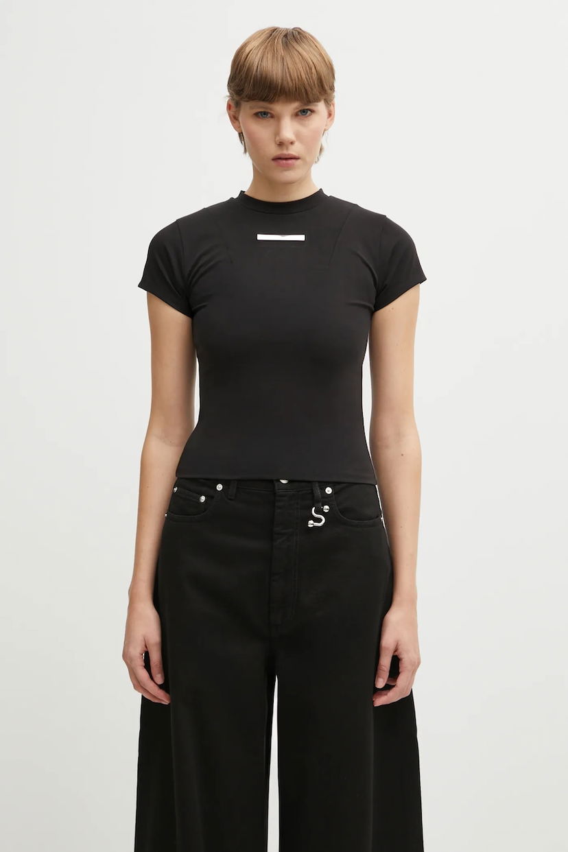 Футболка HELIOT EMIL Heliot Emil Mock Neck T-Shirt чорний | AW25.W.13.087.BLK01