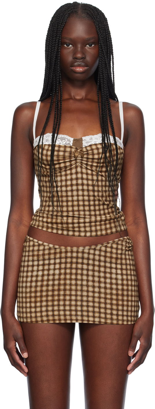 Безрукавка Miaou Miaou Enzo Gingham Tank Top Коричневий | 7092TJBPLD