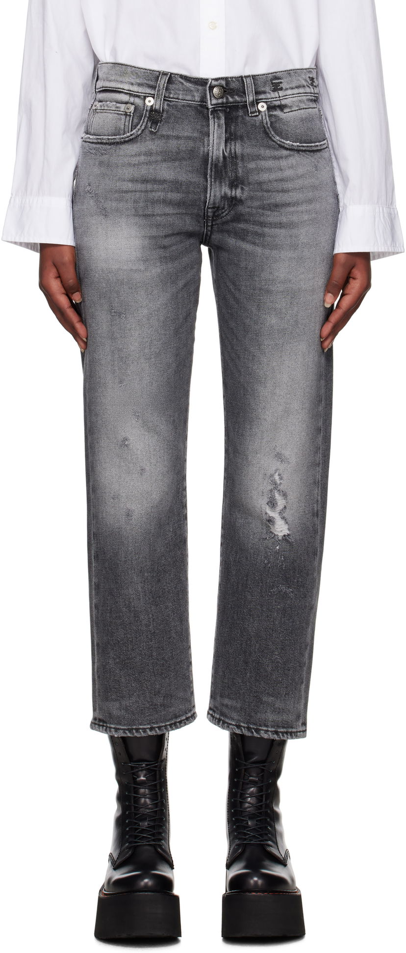 Джинси R13 R13 Straight-Leg Boyfriend Jeans Сірий | R13W5083-D137C