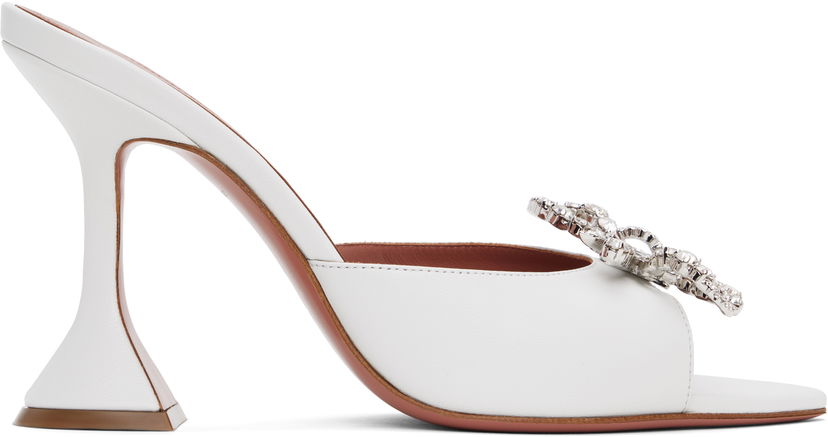 Аксесуари Amina Muaddi Amina Muaddi Rosie Slipper Heeled Sandals білий | ROSIE SLIPPER NAPPA