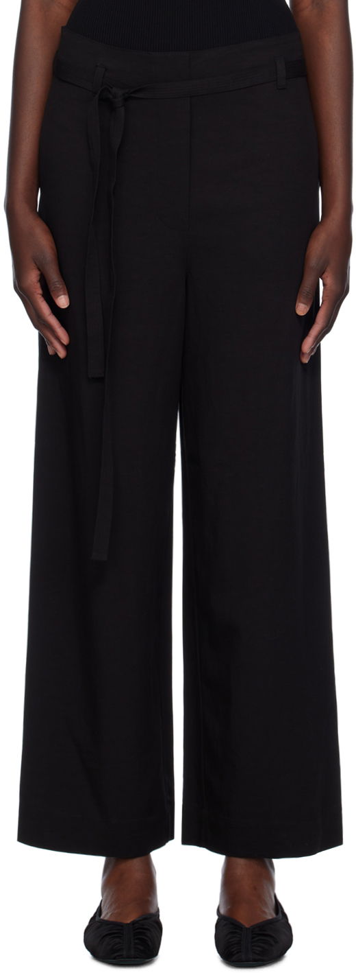 Штани TOTEME TOTEME Tie-Waist Fluid Trousers чорний | 243-WRB0201-FB0193