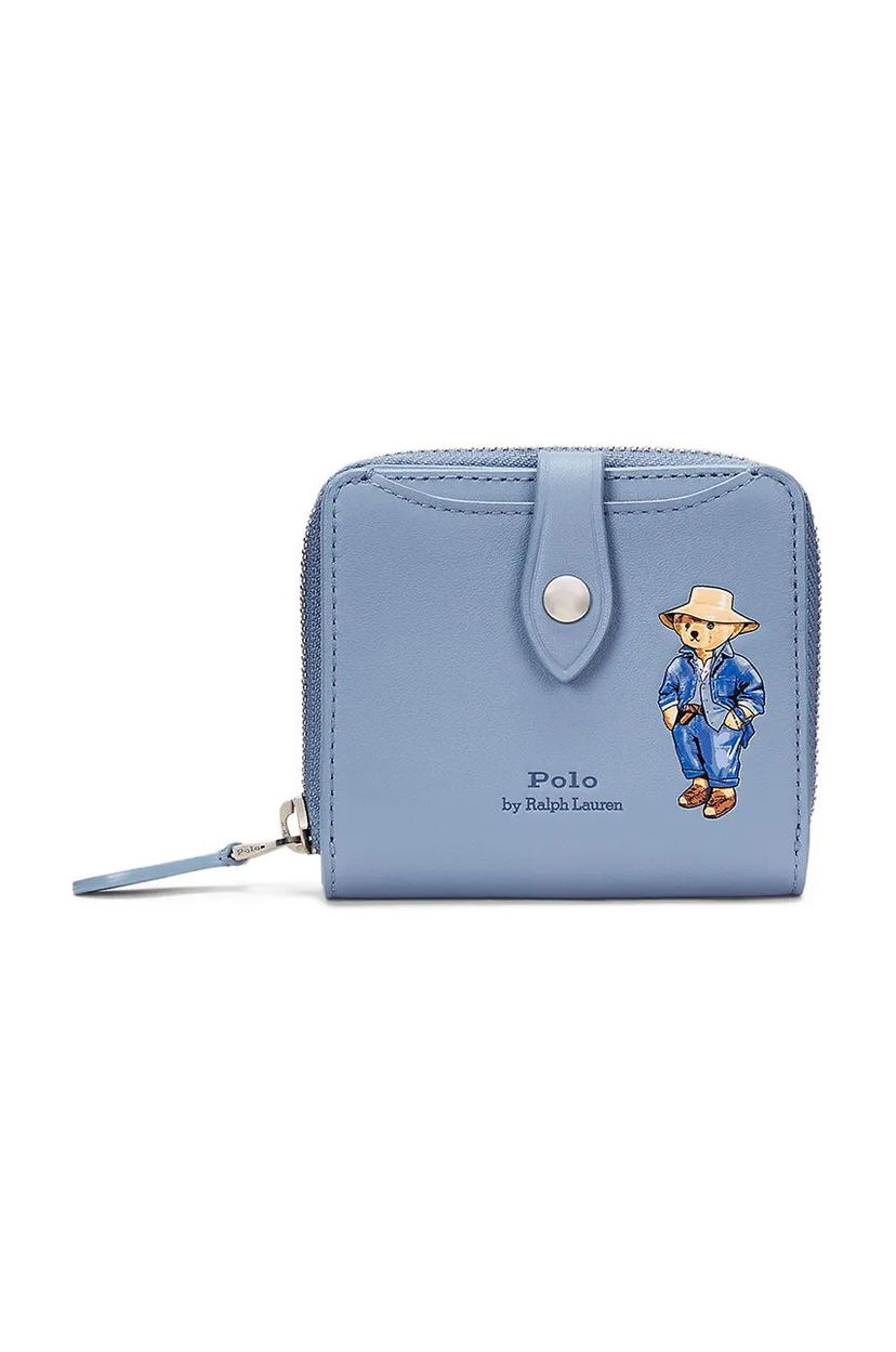 Гаманець Polo by Ralph Lauren Bear Print Leather Wallet Синій | 427960635