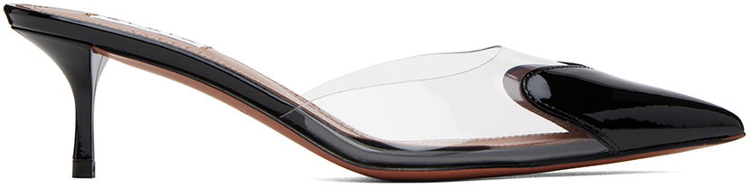 Кросівки та взуття Alaïa Heart Patent Leather and PVC Mules чорний | AA3M080CK150