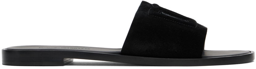 Аксесуари Dolce & Gabbana Dolce&Gabbana DG Logo Cutout Suede Slides чорний | CQ0625 AS915