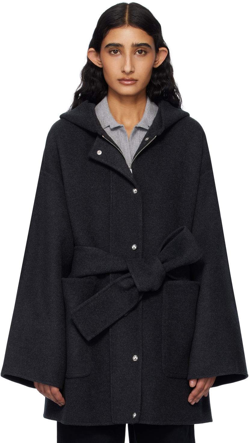 Пальто Khaite Khaite Hessner Hooded Belted Coat Сірий | 7129547