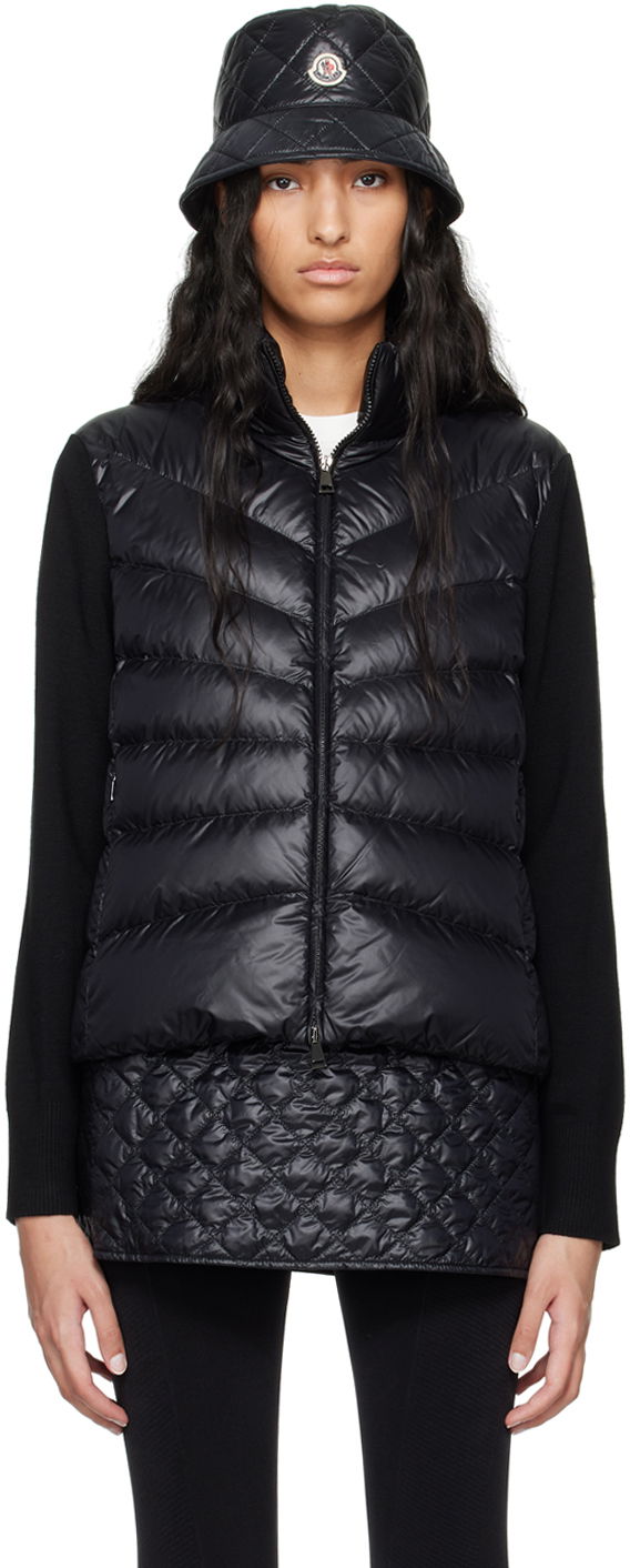 Cветр Moncler Black Padded Wool Down Cardigan чорний | J20939B00024M1131