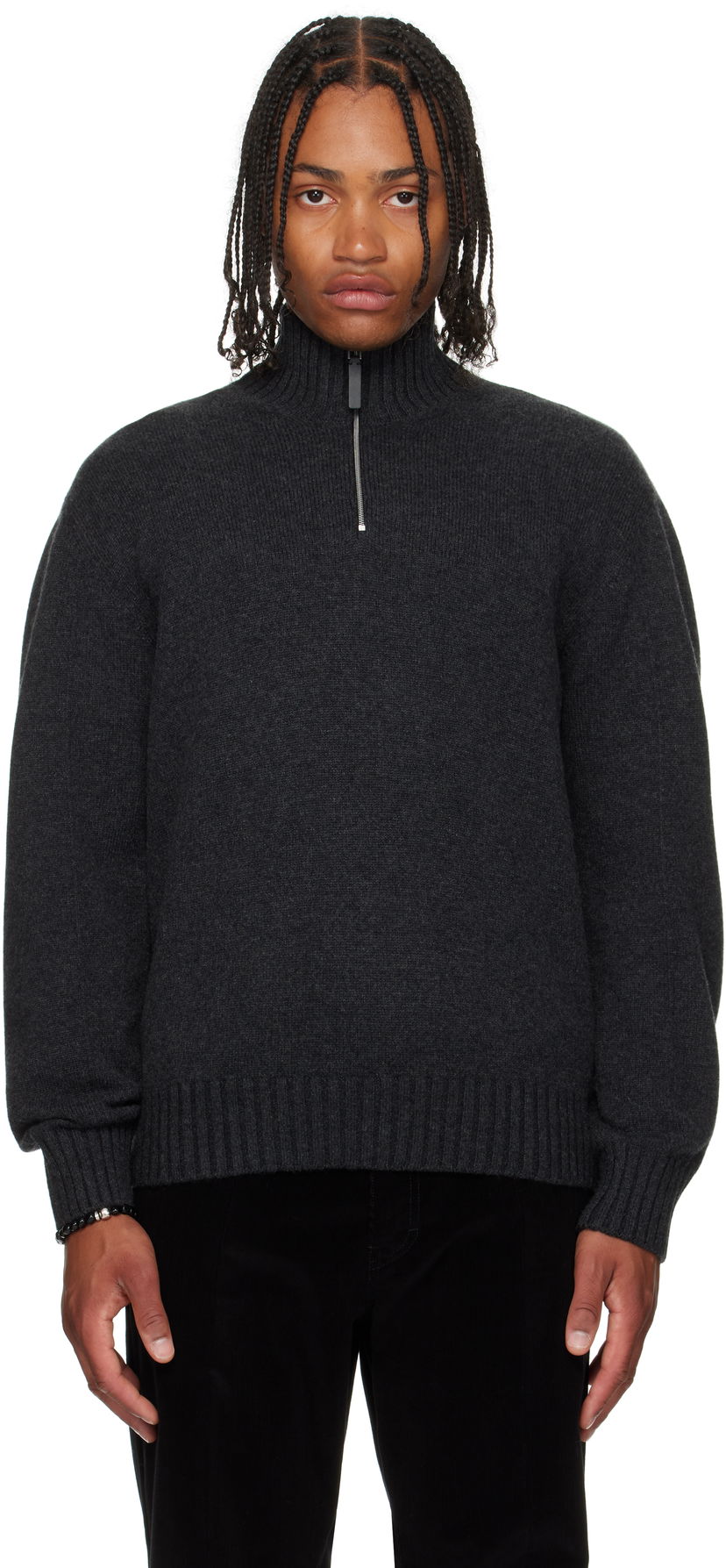 Cветр FERRAGAMO Ferragamo Cashmere Half-Zip Turtleneck Сірий | 786159