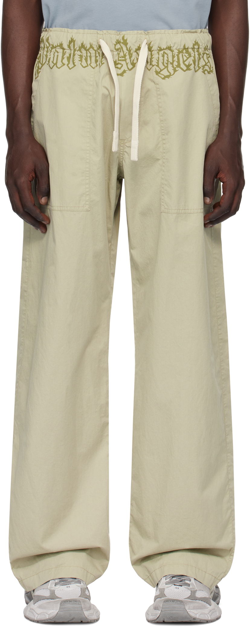 Штани карго Palm Angels Loose-Fit Cargo Pants With Logo Waistband бежевий | PMCA117S25FAB0026156