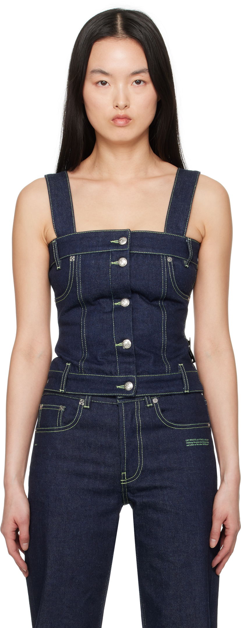 Безрукавка Off-White Off-White Corset Denim Tank Top Синій | OWYP009S25DEN0014600