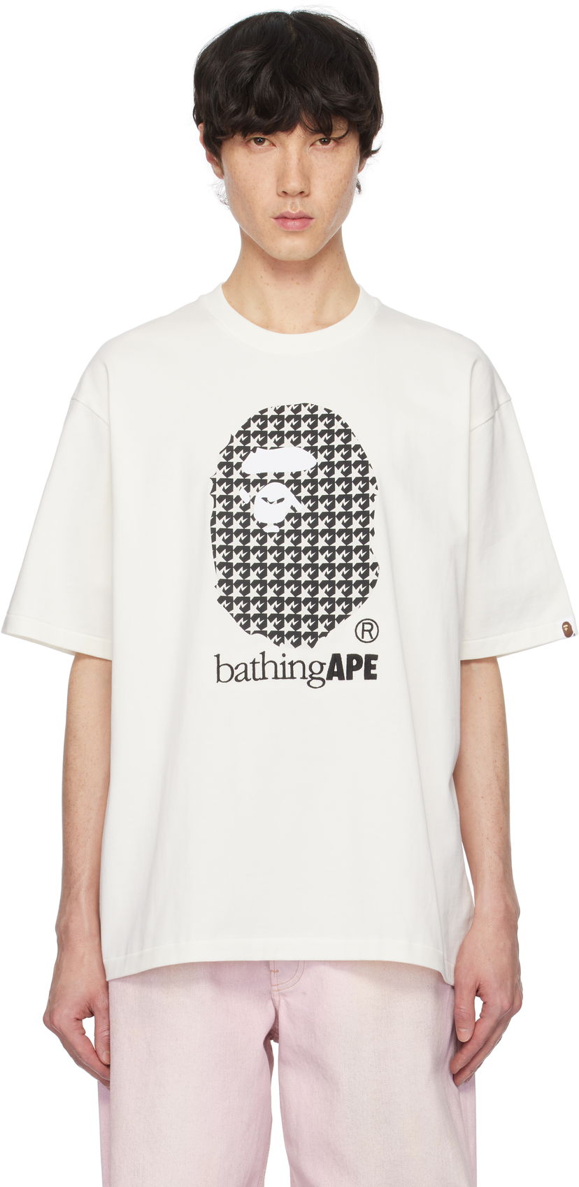Футболка BAPE Houndstooth Graphic T-Shirt білий | 001TEK801329M