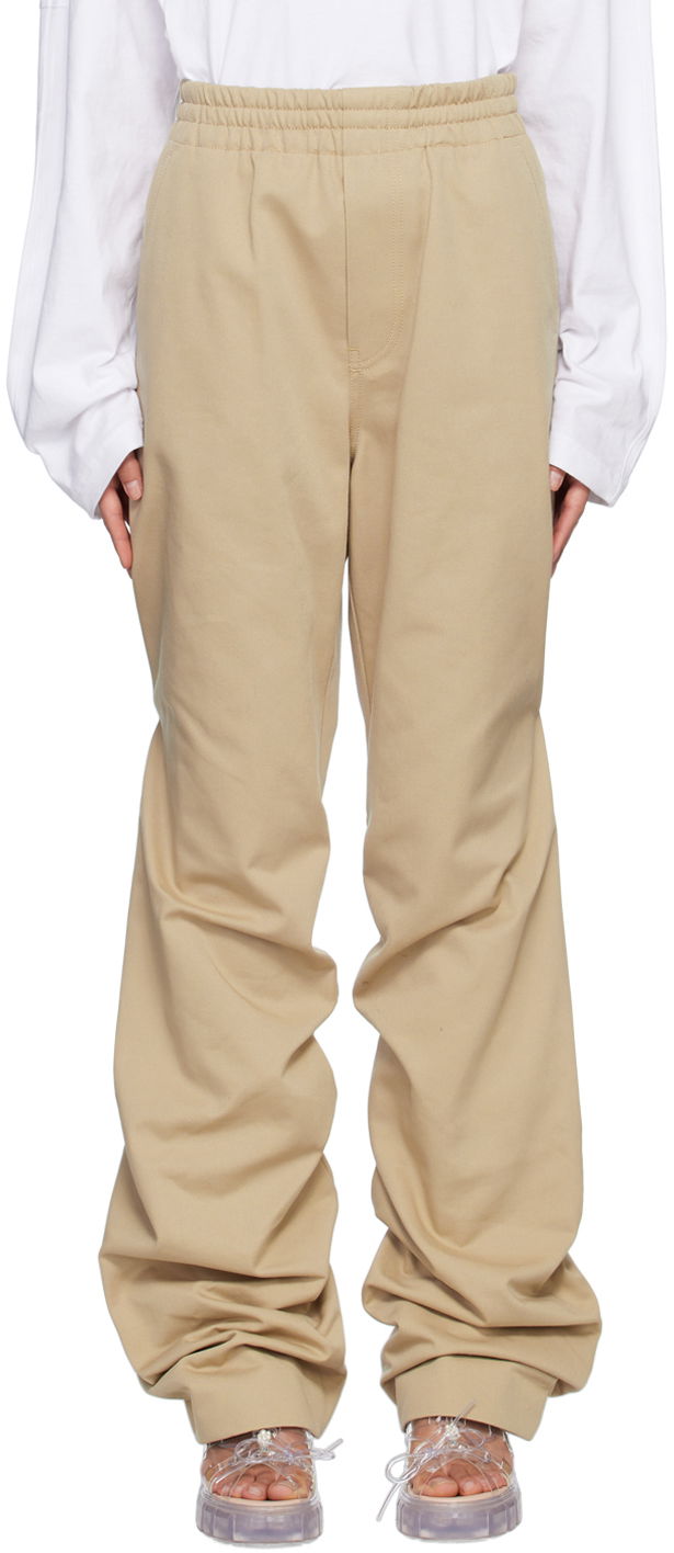 Штани We11done We11done Banded Shirring Trousers бежевий | WD-PT1-23-296-U-BG
