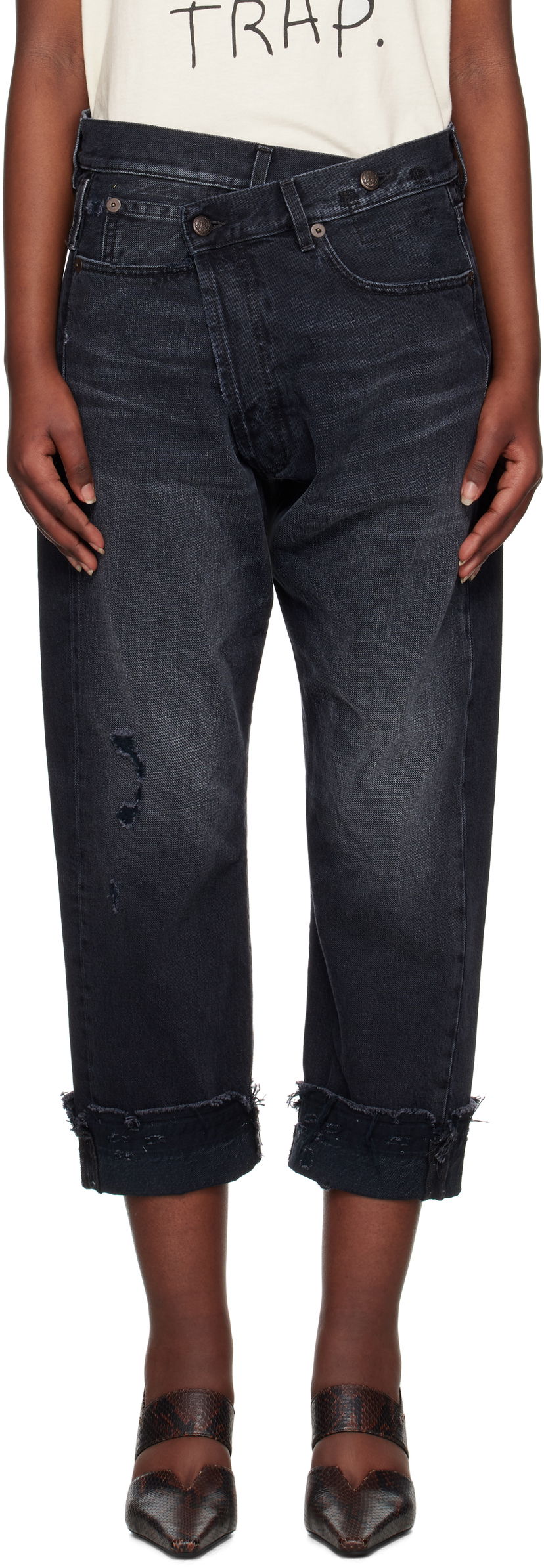 Джинси R13 R13 Crossover Cropped Jeans чорний | R13W2048-394