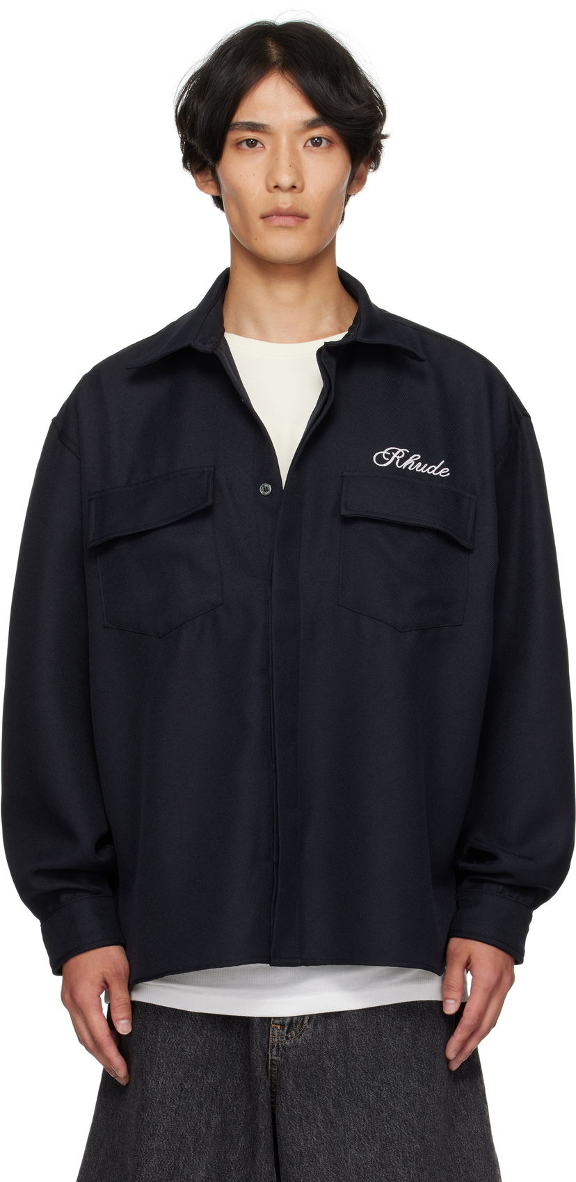 Сорочка Rhude Boxy Long Sleeve Work Shirt темно-синій | RHPF25SR02731