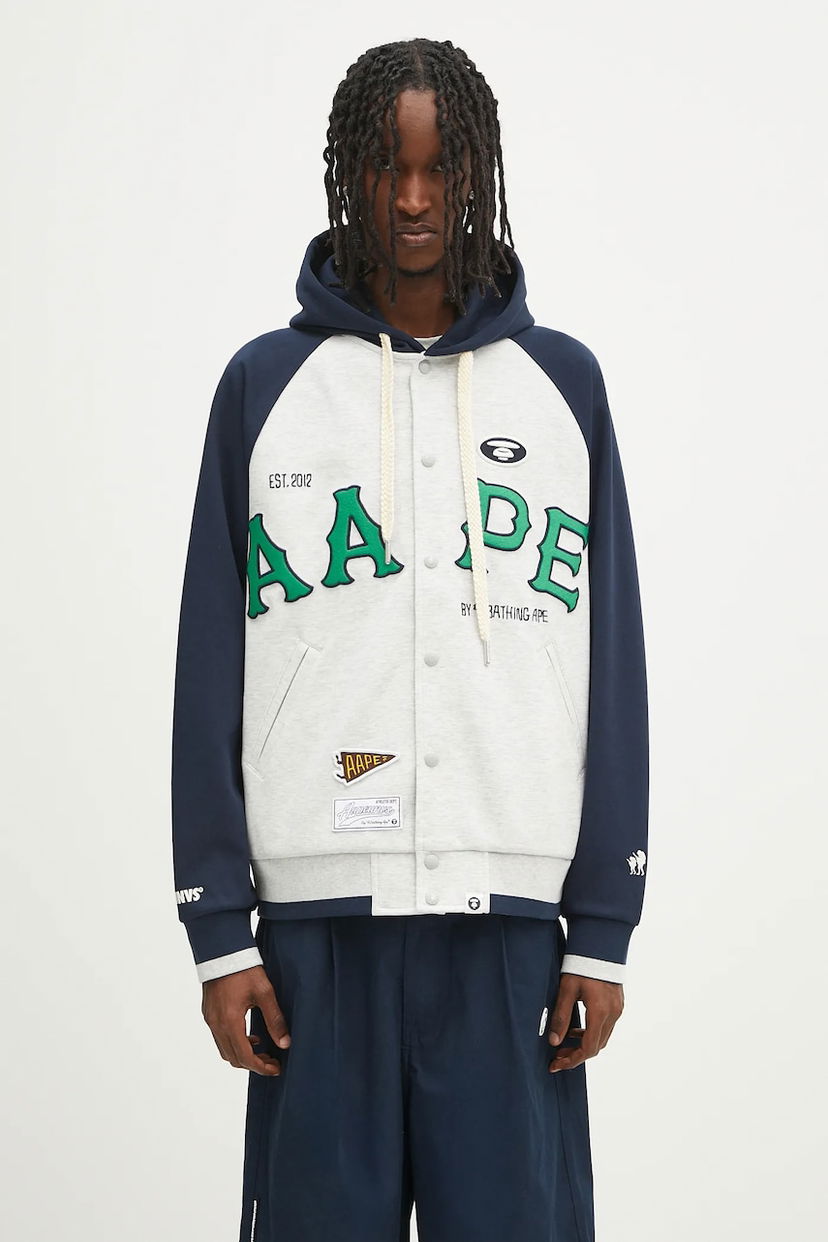 Куртка бомбер AAPE by A Bathing Ape AAPE Main Zip Up Hoodie Сірий | AAPSWMC323XAO