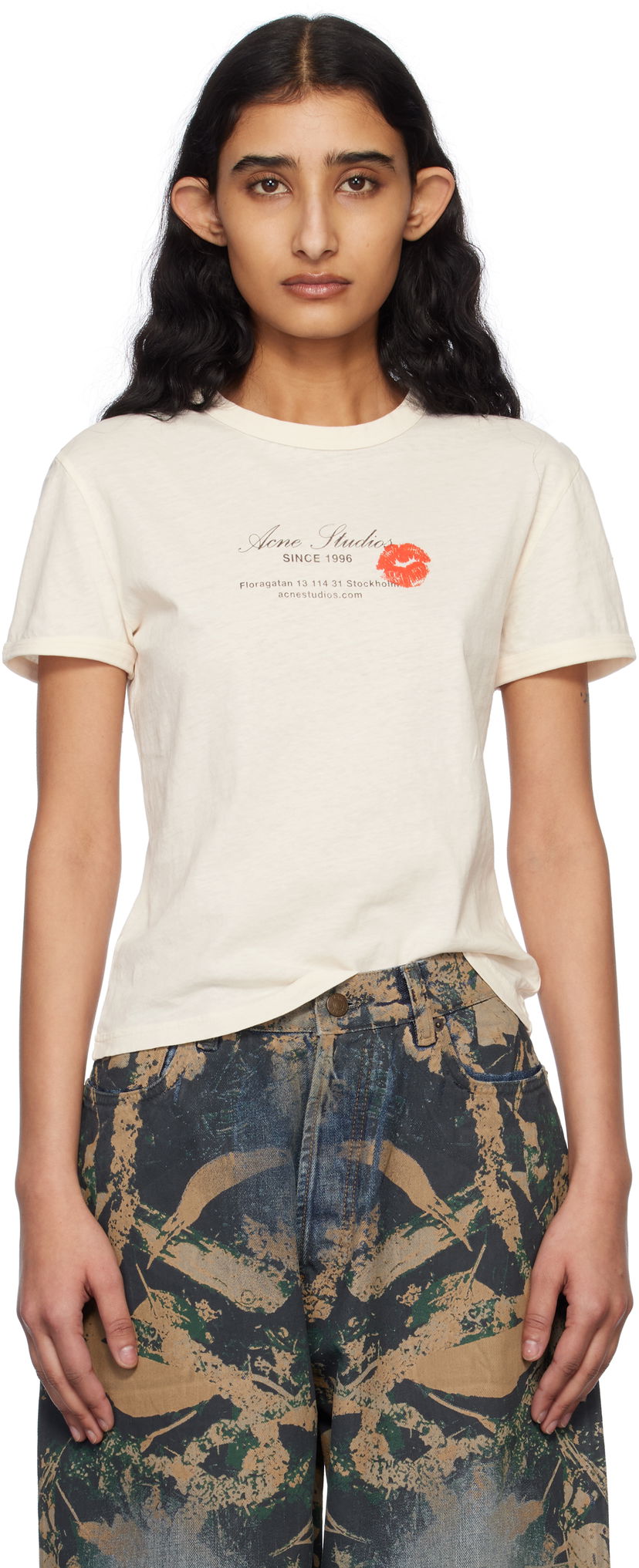 Футболка Acne Studios Acne Studios Logo T-Shirt бежевий | AL0460-