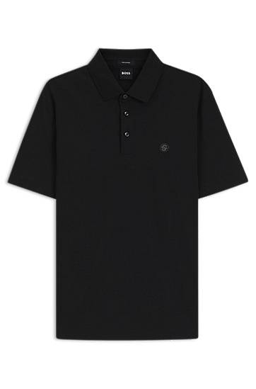 Сорочка поло BOSS BOSS Mercerised Cotton Polo Shirt with Double Monogram чорний | 50520297