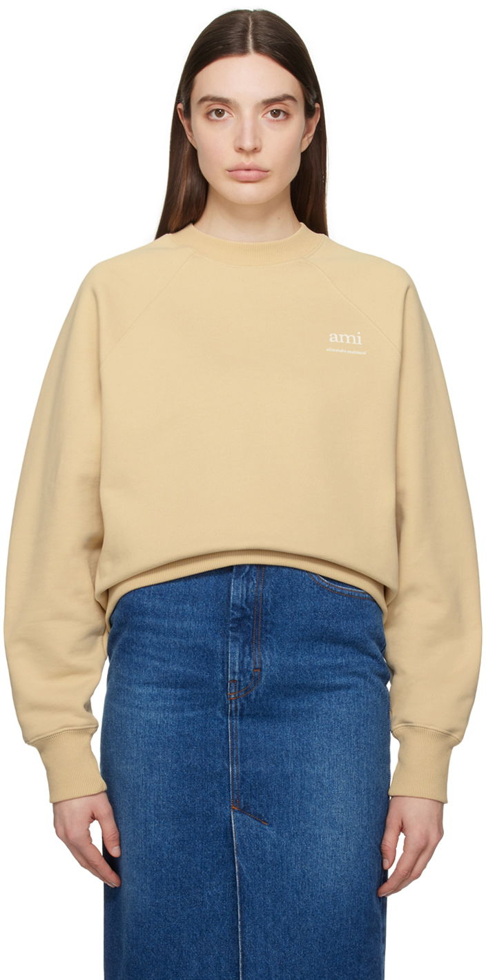 Cветр AMI Paris Raglan Sweatshirt бежевий | USW024.747