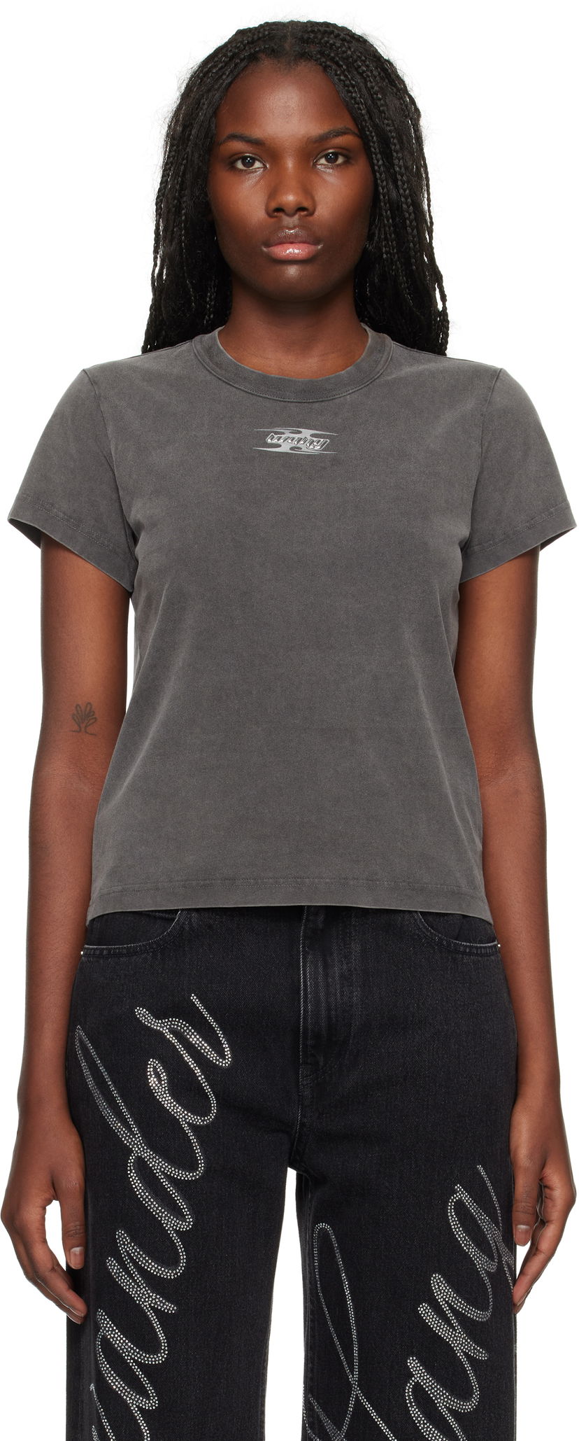 Футболка Alexander Wang Blade Logo Embossed T-Shirt Сірий | 4CC4241514