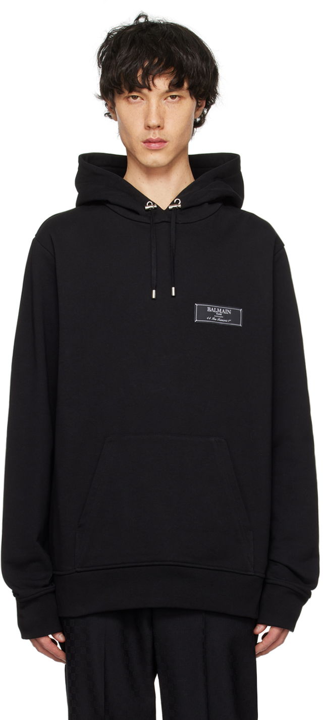 Світшоти Balmain Patch Hoodie чорний | CH1JT047JB53