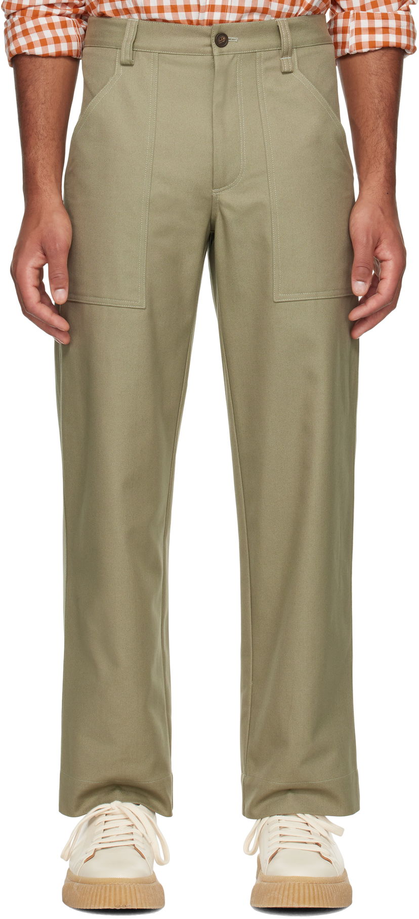 Штани MAISON KITSUNÉ Workwear Trousers Зелений | NM01105WW0117