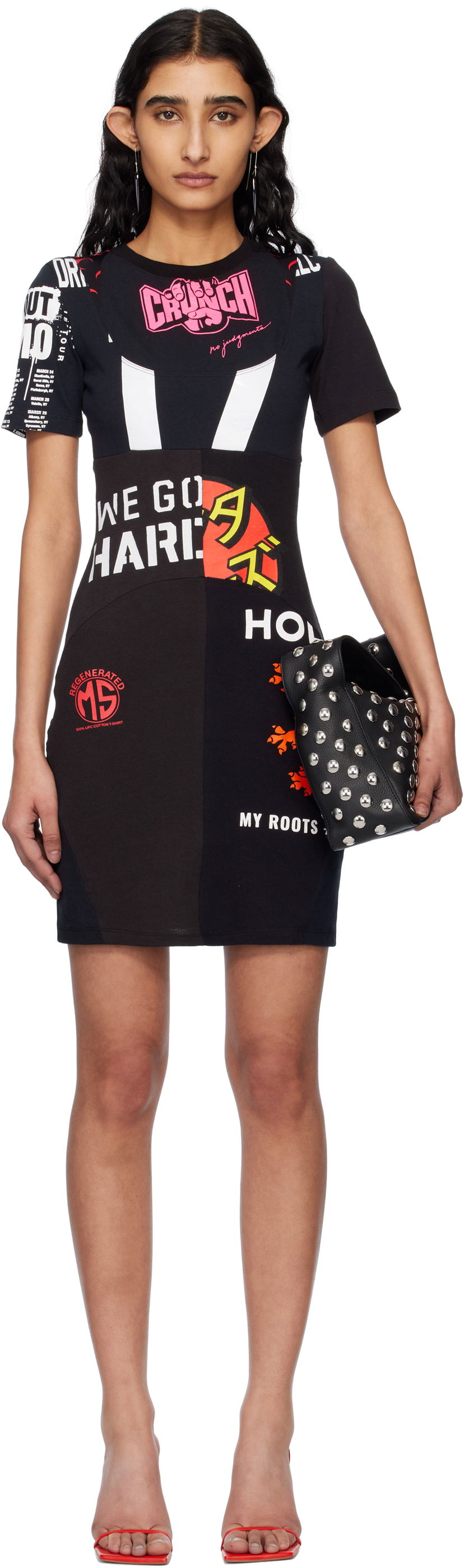 плаття Marine Serre Marine Serre Upcycled Graphic T-Shirt Minidress чорний | WDR230A UJER0003