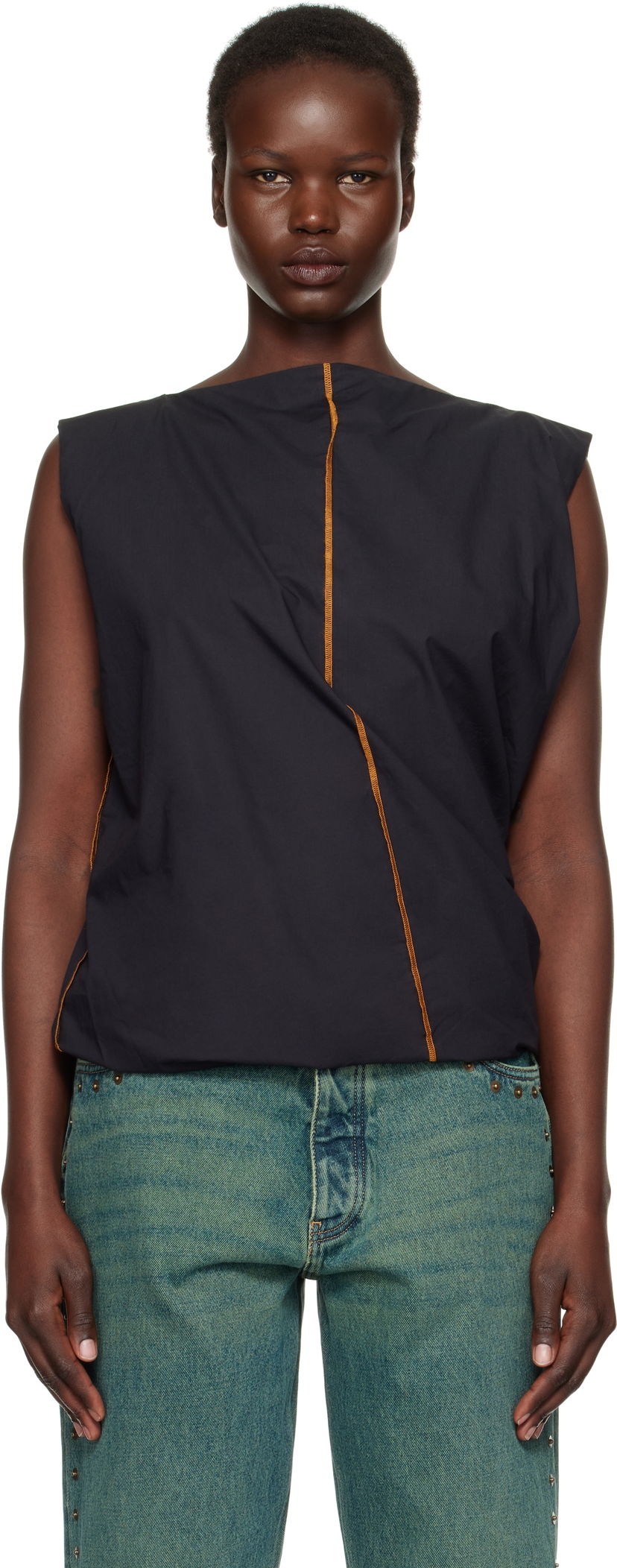 Безрукавка Baserange Sleeveless Turn Neck Top чорний | TOTU-PO-SP25