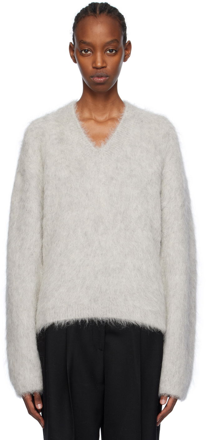 Cветр TOTEME Petite V-Neck Sweater Сірий | 241-WRT1032-YA0013