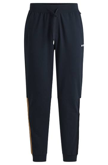 Спортивні штани BOSS Stretch-Cotton Tracksuit Bottoms with Logo темно-синій | 50525246